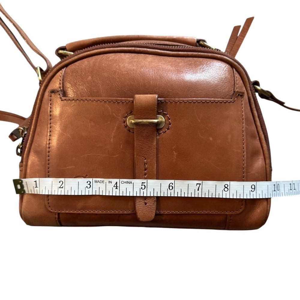Born Brown Leather Crossbody Satchel | Saddle Cognac Dome Bag - Picture 13 of 15
